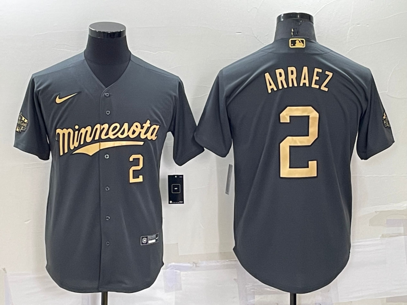 Men's Minnesota Twins #2 Luis Arraez 2022 All-Star Charcoal Cool Base Stitched Baseball Jersey Men's Minnesota Twins #2 Luis Arraez 2022 All-Star Charcoal Cool Base Stitched Baseball Jersey